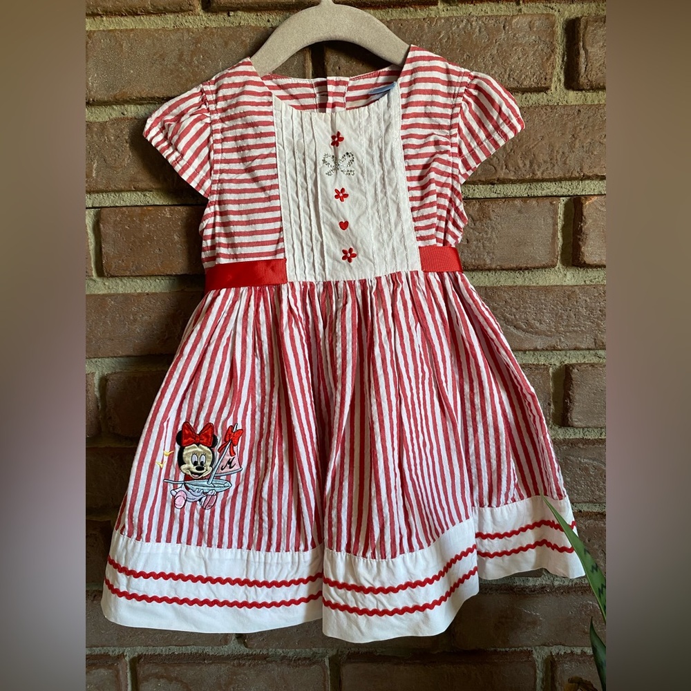 Disney Baby Minnie Mouse Dress—Red and White Striped